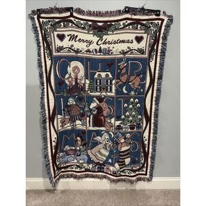Goodwin Weaver's Fringed Christmas Woven Throw Tapestry Merry Christmas S Winget